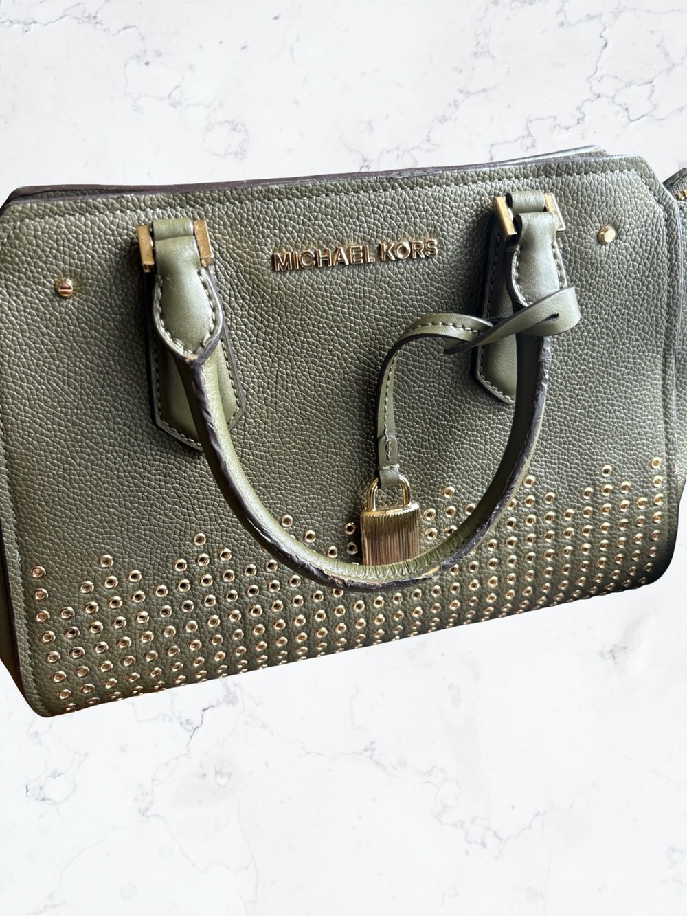MICHAEL KORS HAYES Medium Leather Messenger Bag, Green - Picture 2 of 7